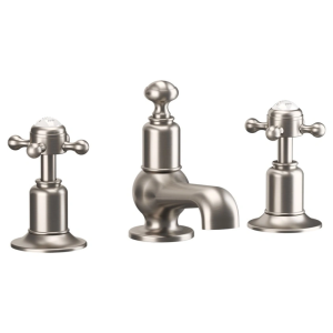Crosswater Belgravia Crosshead 3 Tap Hole Basin Mixer   Brushed Nickel