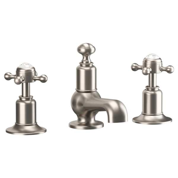 Crosswater Belgravia Crosshead 3 Tap Hole Basin Mixer   Brushed Nickel