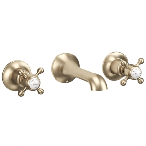 Crosswater Belgravia Crosshead Wall Mounted 3 Hole Set Basin Mixer   Brushed Brass