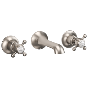 Crosswater Belgravia Crosshead Wall Mounted 3 Hole Set Basin Mixer   Brushed Nickel