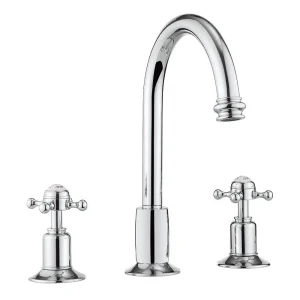 Crosswater   Belgravia Crosshead 3 Tap Hole Tall Basin Mixer with Pop up Waste