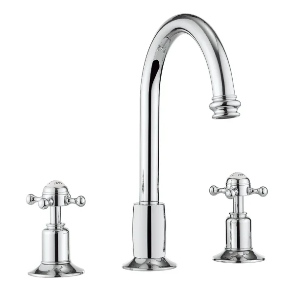 Crosswater   Belgravia Crosshead 3 Tap Hole Tall Basin Mixer with Pop up Waste