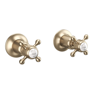 Crosswater Belgravia Crosshead Wall Stop Taps   Brushed Brass