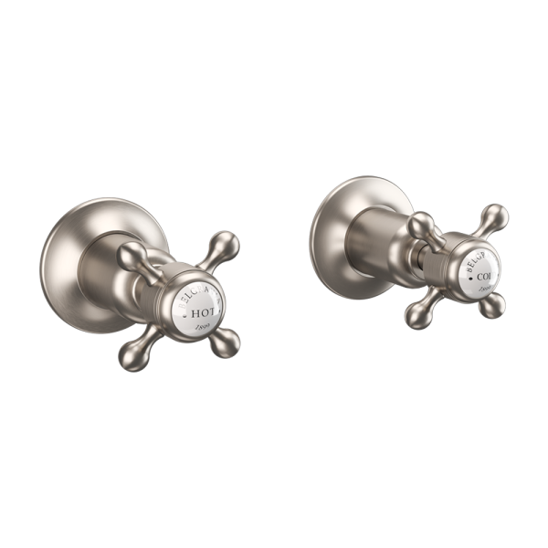 Crosswater Belgravia Crosshead Wall Stop Taps   Brushed Nickel