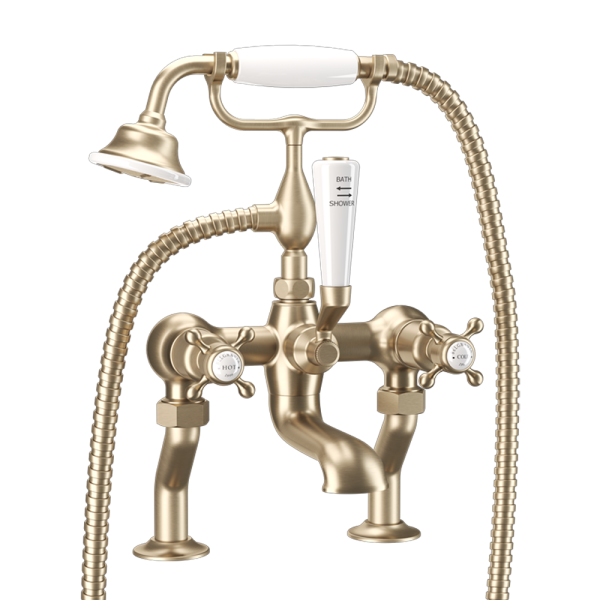 Crosswater Belgravia Crosshead Bath Shower Mixer with Kit   Brushed Brass