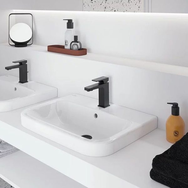 Villeroy and Boch Architectura Modern Matt Black Square Single Lever Basin Mixer with Pop Up Waste Matt Black - Image 2