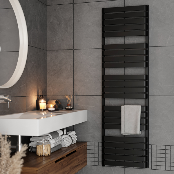 Terma Warp T One Matt Black Electric Towel Rail 500 x 1695mm