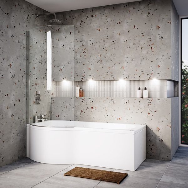 Laguna Whirlpool Spa 8 Jet P Shaped Shower Bath with Screen + Panel - Image 2