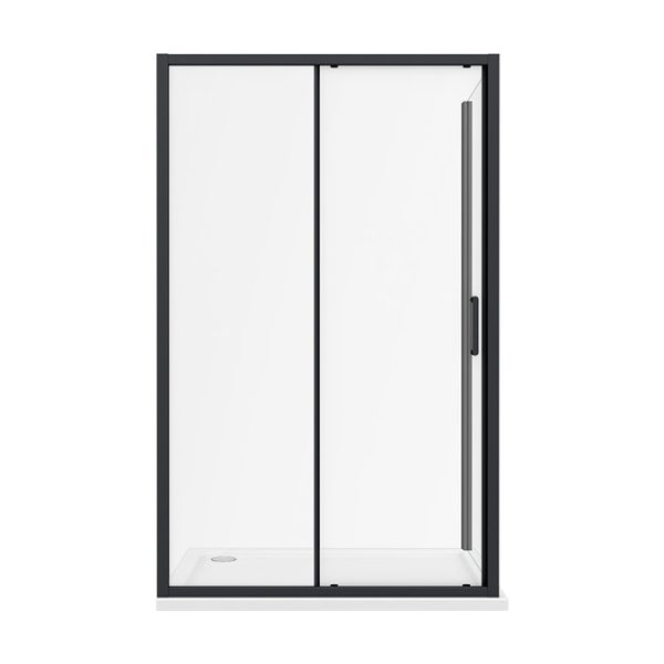 Toreno Matt Black 1000 x 900mm Sliding Door Shower Enclosure + Pearlstone Tray - Image 2