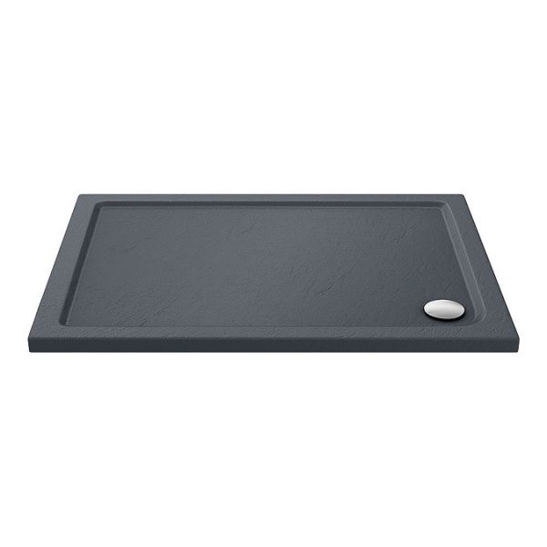 Toreno Matt Black 1000 x 800mm Sliding Door Shower Enclosure + Slate Effect Tray - Image 2