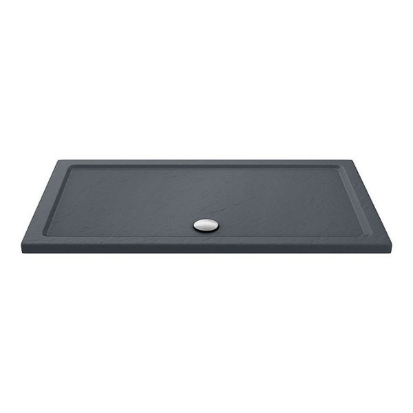 Toreno Matt Black 1400 x 800mm Double Sliding Door Shower Enclosure + Slate Effect Tray - Image 2