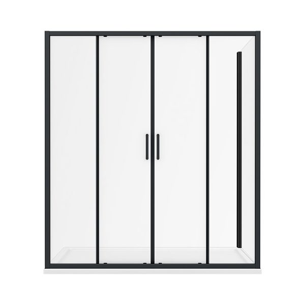 Toreno Matt Black 1700 x 800mm Double Sliding Door Shower Enclosure + Pearlstone Tray - Image 2