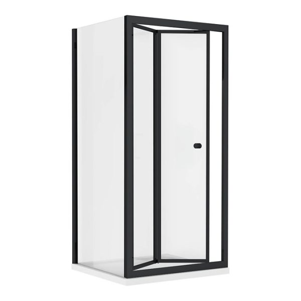 Toreno Matt Black 700 x 700mm Bi Fold Door Shower Enclosure without Tray - Image 2