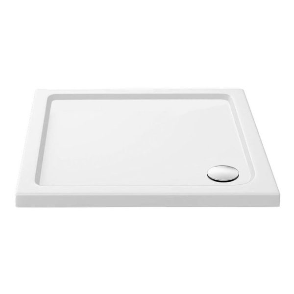 Toreno Matt Black 800 x 800mm Pivot Door Shower Enclosure + Pearlstone Tray - Image 3