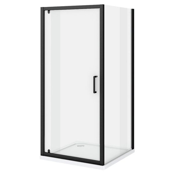 Toreno Matt Black 800 x 800mm Pivot Door Shower Enclosure without Tray - Image 2
