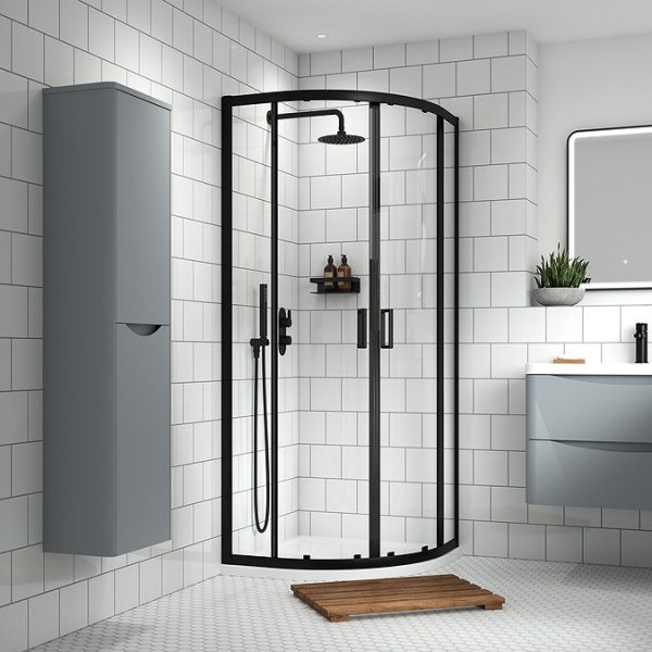 Toreno Matt Black 800 x 800mm Quadrant Shower Enclosure without Tray - Image 2
