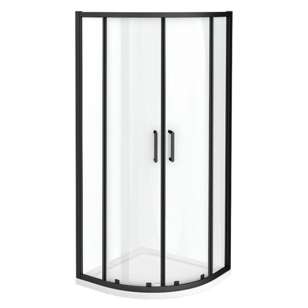 Toreno Matt Black 800 x 800mm Quadrant Shower Enclosure + Pearlstone Tray - Image 2