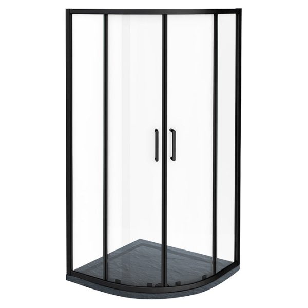Toreno Matt Black 900 x 900mm Quadrant Shower Enclosure + Slate Effect Tray - Image 3