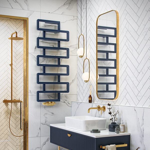 Terma Bookie Denim Blue Heated Towel Rail 1155 x 500mm - Image 3