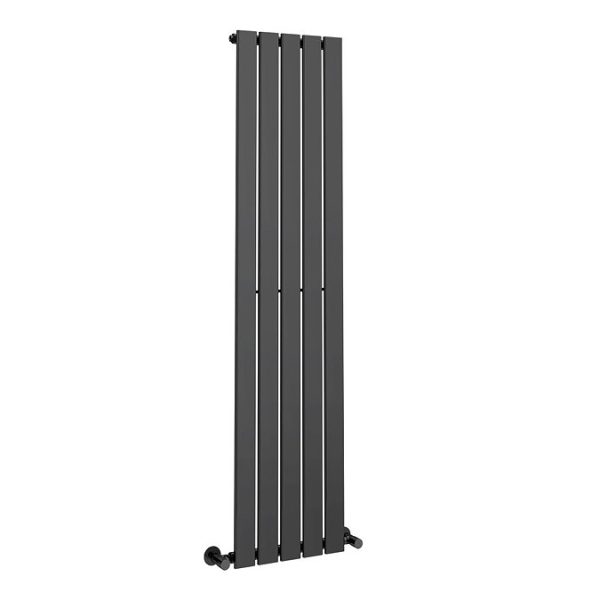 Urban Black Nickel 1600 x 375mm Vertical Single Panel Radiator   5 Bars - Image 2