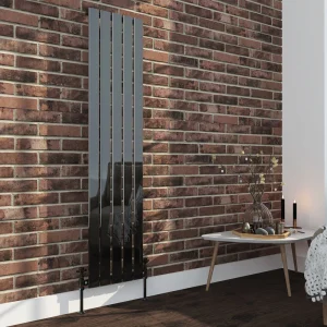 Urban Black Nickel 1600 x 375mm Vertical Single Panel Radiator   5 Bars