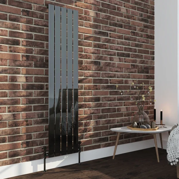 Urban Black Nickel 1600 x 375mm Vertical Single Panel Radiator   5 Bars