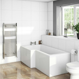 Orchard 1700 x 850mm L Shaped Left Handed Shower Bath + Acrylic Panel