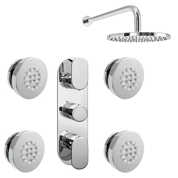 Bosa Concealed Thermostatic Valve with Fixed Shower Head + 4 Body Jets - Image 3