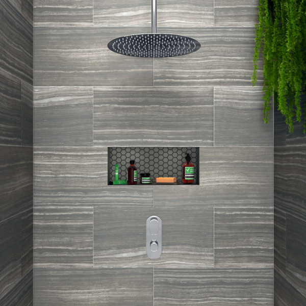 Bosa Twin Concealed Thermostatic Valve + 400mm Rainfall Shower Head