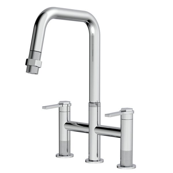 Bower Industrial 3 Hole Sink Mixer with Pull Out Spray   Chrome - Image 2