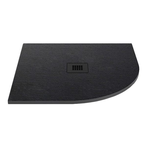 Imperia 900 x 900mm Black Slate Effect Quadrant Shower Tray + Black Waste - Image 5