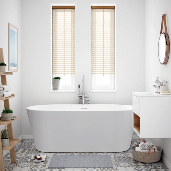 Brooklyn 1500 x 750 Matt White Bath with Waste   Double Ended - Image 5