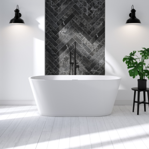 Brooklyn 1500 x 750 Matt White Bath with Waste   Double Ended