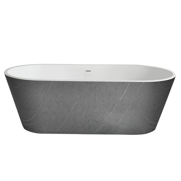 Brooklyn Double Ended Freestanding Bath Grey Marble Effect (1700 x 800mm) with Waste - Image 4
