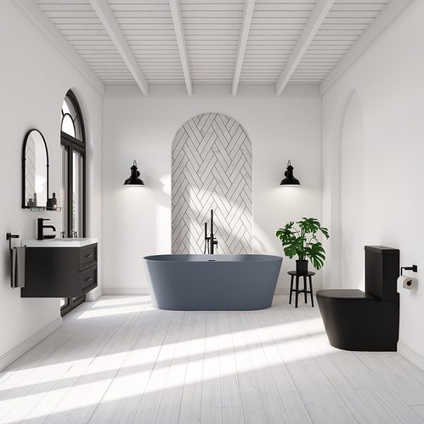 Brooklyn Double Ended Freestanding Bath Matt Blue (1700 x 800mm) with Waste - Image 5