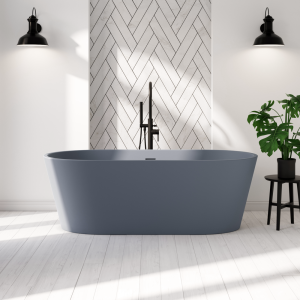 Brooklyn Double Ended Freestanding Bath Matt Blue (1700 x 800mm) with Waste