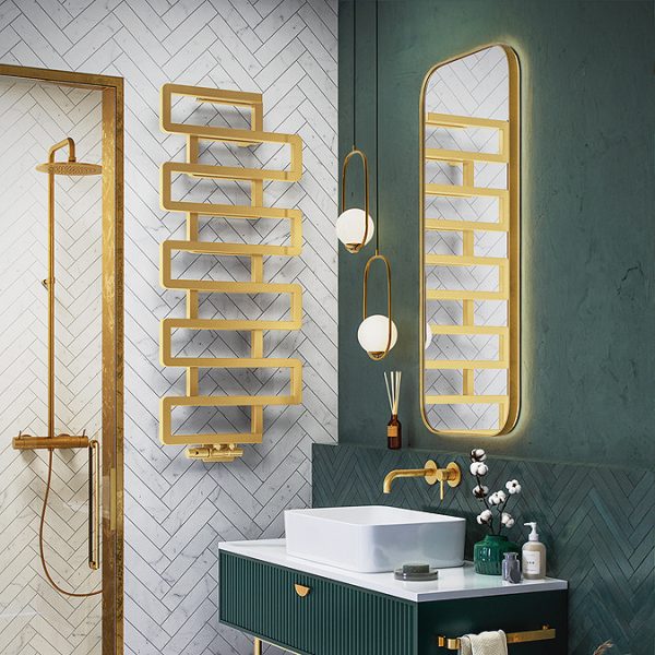 Terma Bookie Brass Heated Towel Rail 1155 x 500mm - Image 3