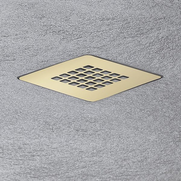 Imperia Graphite Slate Effect Rectangular Shower Tray 1700 x 700mm with Brushed Brass Waste - Image 4