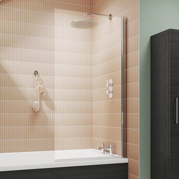 Bordo Single Ended Bath 1700 x 750mm with Hinged Square Bath Screen - Image 2