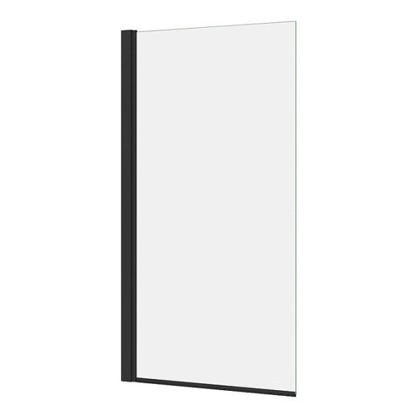 Bordo Single Ended Bath 1700 x 750mm with Matt Black Hinged Square Bath Screen - Image 2