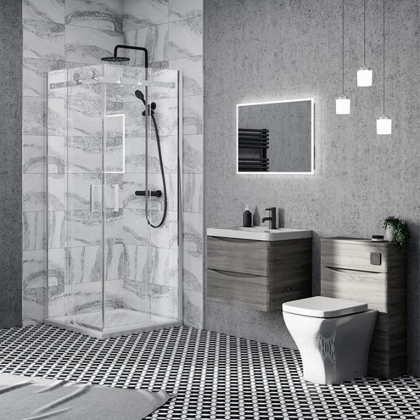 Nova Square 800 x 800mm Frameless Corner Entry Shower Enclosure - Image 2