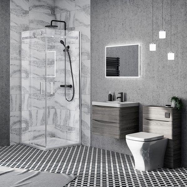 Nova Square 900 x 900mm Frameless Corner Entry Shower Enclosure - Image 2
