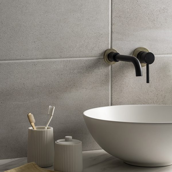 Gatsby Matt Black & Brushed Brass 2 Hole Basin Mixer Tap - Image 2