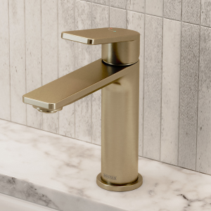 Bristan Frammento Eco Start Basin Mixer with Waste   Brushed Brass