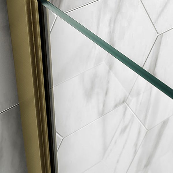 Arezzo Brushed Brass 10mm Glass 1400 x 900 Wet Room (with Screen, Side Panel + Tray) - Image 4