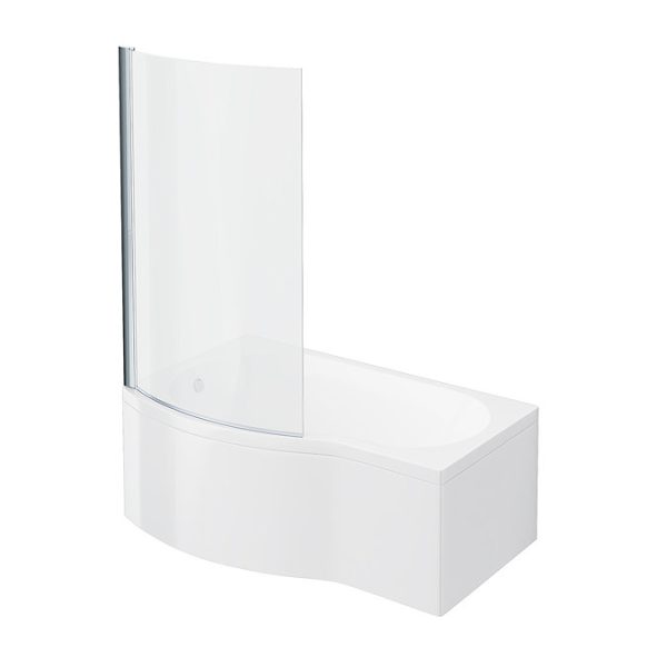 Cruze Curved Shower Bath (1500mm with Screen + Acrylic Panel) - Image 3