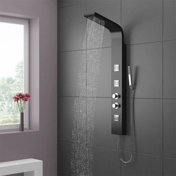 Maverick Tower Shower Panel (Thermostatic) Black