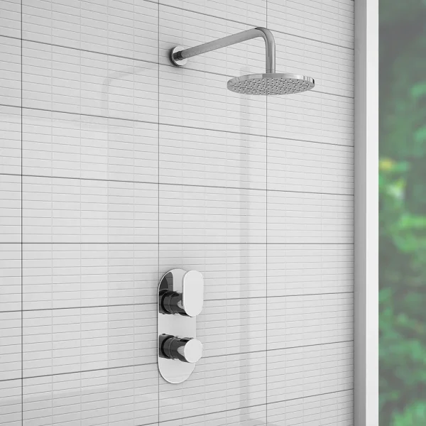 Bosa Modern Shower Package with Concealed Valve + Round Rainfall Head