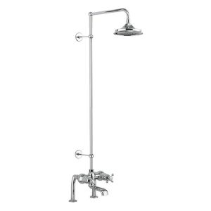 Burlington Tay Deck Mounted Bath Shower Mixer & Rigid Riser with Fixed Head
