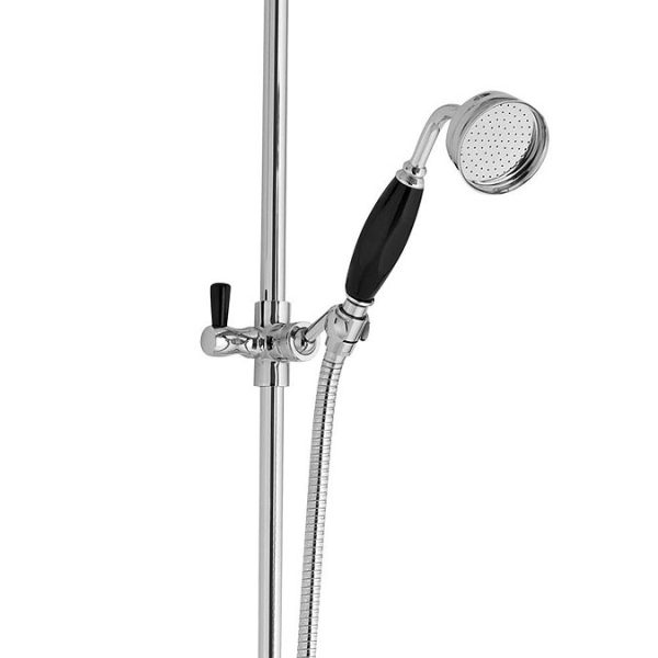 Hudson Reed Topaz Black Triple Thermostatic Shower Valve with Rigid Riser Kit + Bath Spout - Image 4